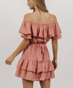 FT Dresses Rachel Off Shoulder Mini Dress | Mauve