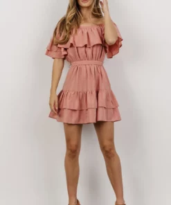 FT Dresses Rachel Off Shoulder Mini Dress | Mauve