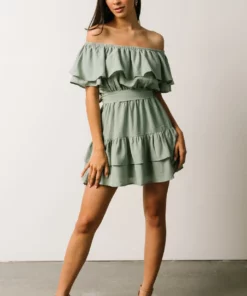 FT Rachel Off Shoulder Mini Dress | Sage
