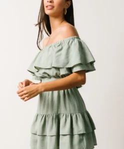 FT Rachel Off Shoulder Mini Dress | Sage