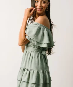 FT Rachel Off Shoulder Mini Dress | Sage