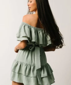 FT Rachel Off Shoulder Mini Dress | Sage