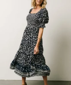 IL Dresses Ramona Smocked Midi Dress | Navy Floral Print