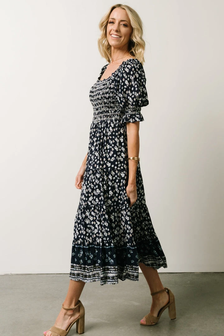 IL Dresses Ramona Smocked Midi Dress | Navy Floral Print 6 IL Dresses Ramona Smocked Midi Dress | Navy Floral Print