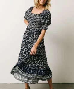 IL Dresses Ramona Smocked Midi Dress | Navy Floral Print 13 IL Dresses Ramona Smocked Midi Dress | Navy Floral Print