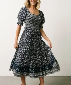 IL Dresses Ramona Smocked Midi Dress | Navy Floral Print 18 IL Dresses Ramona Smocked Midi Dress | Navy Floral Print