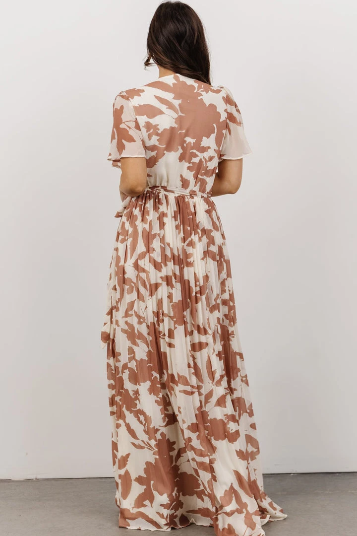 Soi Ranier Pleated Wrap Maxi Dress | Rosy Brown Print 4 Soi Ranier Pleated Wrap Maxi Dress | Rosy Brown Print