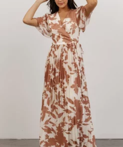 Soi Ranier Pleated Wrap Maxi Dress | Rosy Brown Print 9 Soi Ranier Pleated Wrap Maxi Dress | Rosy Brown Print