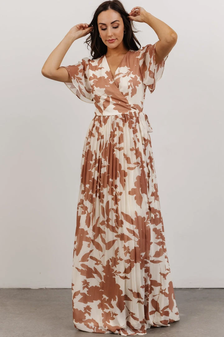 Soi Ranier Pleated Wrap Maxi Dress | Rosy Brown Print 5 Soi Ranier Pleated Wrap Maxi Dress | Rosy Brown Print