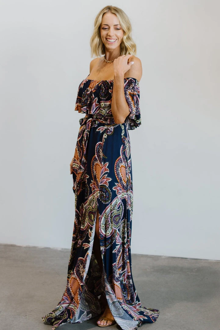 Soi Dresses Rhonda Paisley Print Maxi Dress | Dark Blue 6 Soi Dresses Rhonda Paisley Print Maxi Dress | Dark Blue