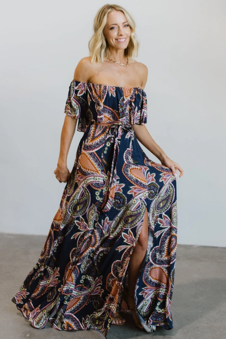 Soi Dresses Rhonda Paisley Print Maxi Dress | Dark Blue 1 Soi Dresses Rhonda Paisley Print Maxi Dress | Dark Blue