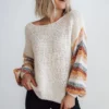 LUM Robledo Chunky Knit Stripe Sweater | Oatmeal