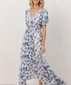 HAY Robyn Maxi Dress | Blue Watercolor Print