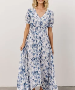 HAY Robyn Maxi Dress | Blue Watercolor Print