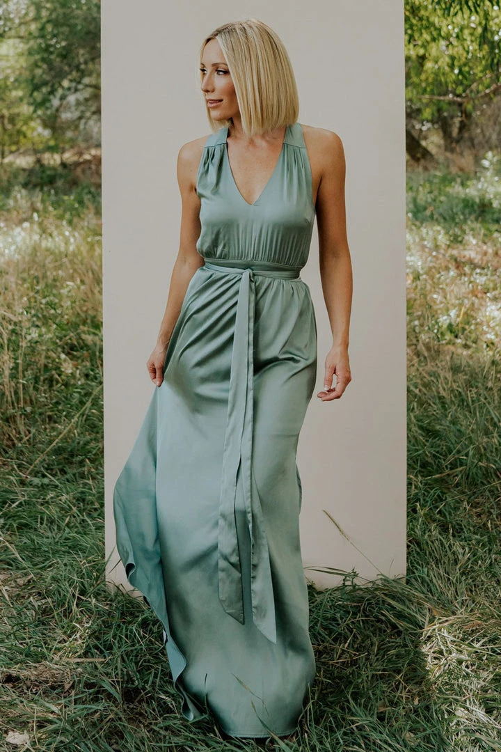 BB Custom Roma Satin Maxi Dress | Eucalyptus Dresses 1 BB Custom Roma Satin Maxi Dress | Eucalyptus Dresses