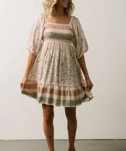 IL Dresses Romeo Criss Cross Back Mini Dress | Light Blush Multi Print