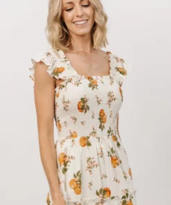 SL Rory Smocked Midi Dress | Orange Blossom