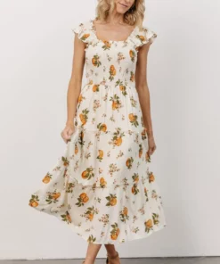 SL Rory Smocked Midi Dress | Orange Blossom