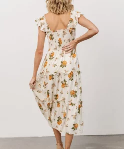 SL Rory Smocked Midi Dress | Orange Blossom