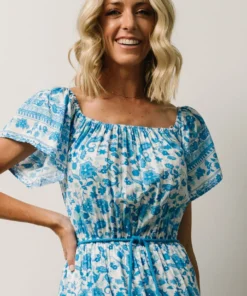 DD Rosemary Tassel Tie Maxi Dress | French Blue Floral Dresses