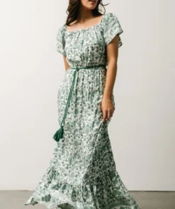 DD Dresses Rosemary Tassel Tie Maxi Dress | Green Floral