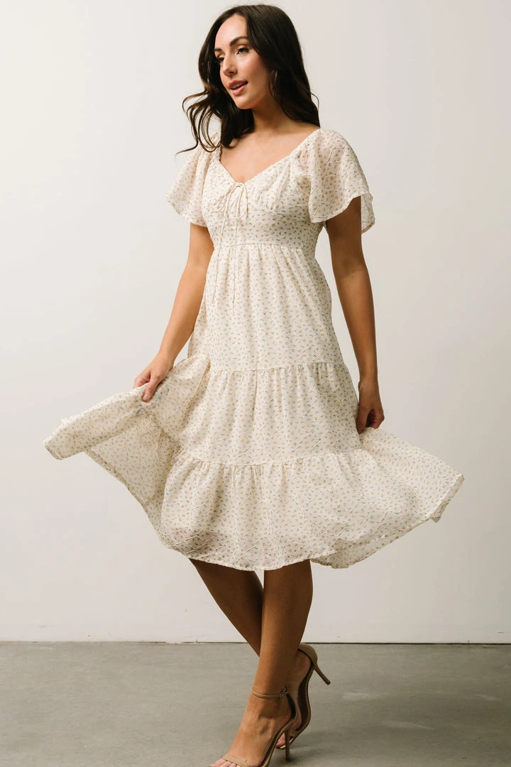 IL Rosette Tiered Dress | Ivory + Yellow Floral Dresses 2 IL Rosette Tiered Dress | Ivory + Yellow Floral Dresses