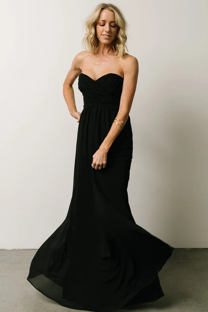 SL Ruth Strapless Convertible Gown | Black Dresses 1 SL Ruth Strapless Convertible Gown | Black Dresses