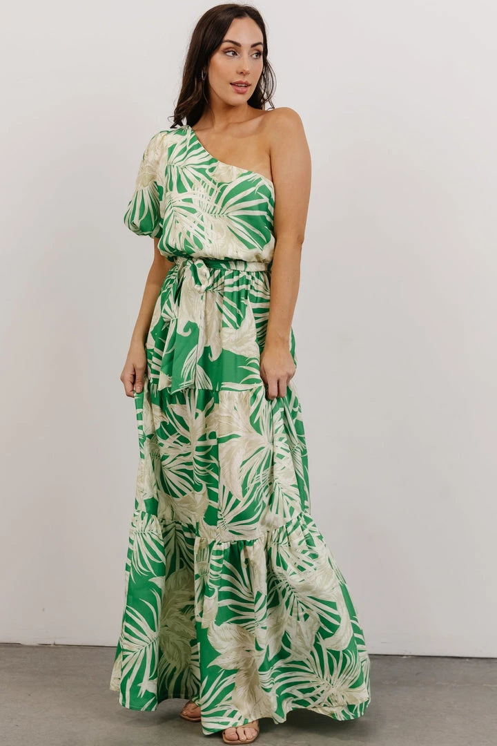 FT Sally One Shoulder Maxi Dress | Green Floral Dresses 1 FT Sally One Shoulder Maxi Dress | Green Floral Dresses
