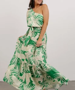 FT Sally One Shoulder Maxi Dress | Green Floral Dresses 8 FT Sally One Shoulder Maxi Dress | Green Floral Dresses