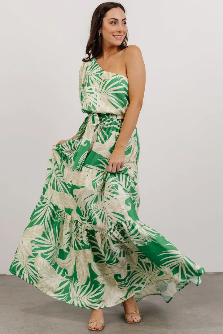 FT Sally One Shoulder Maxi Dress | Green Floral Dresses 3 FT Sally One Shoulder Maxi Dress | Green Floral Dresses