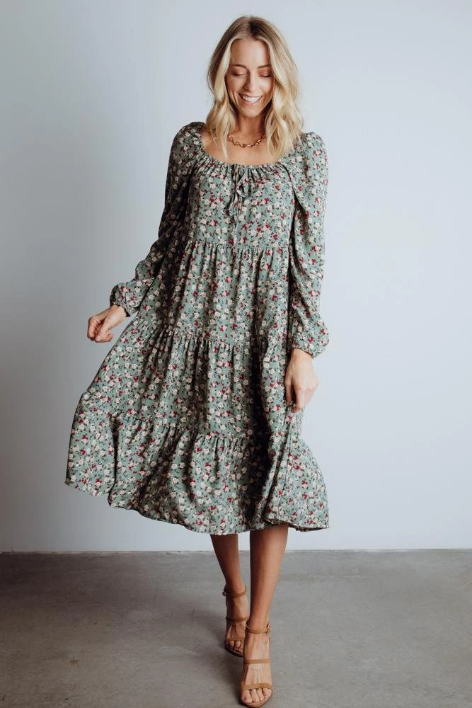 HAY Dresses Sammie Midi Dress | Sage Floral 1 HAY Dresses Sammie Midi Dress | Sage Floral