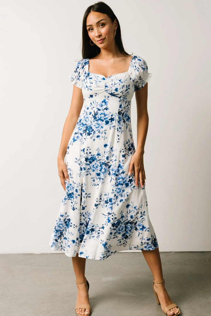IBS Sandy Midi Dress | Blue + White Floral 1 IBS Sandy Midi Dress | Blue + White Floral