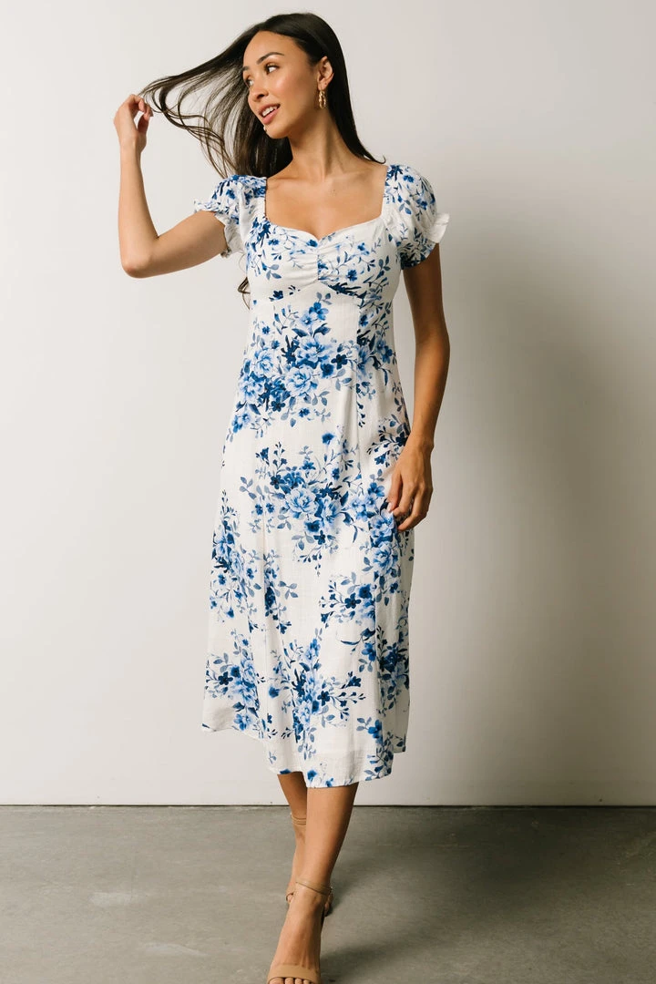 IBS Sandy Midi Dress | Blue + White Floral 2 IBS Sandy Midi Dress | Blue + White Floral