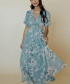 BB Custom Santorini Maxi Dress | Blue Floral Dresses