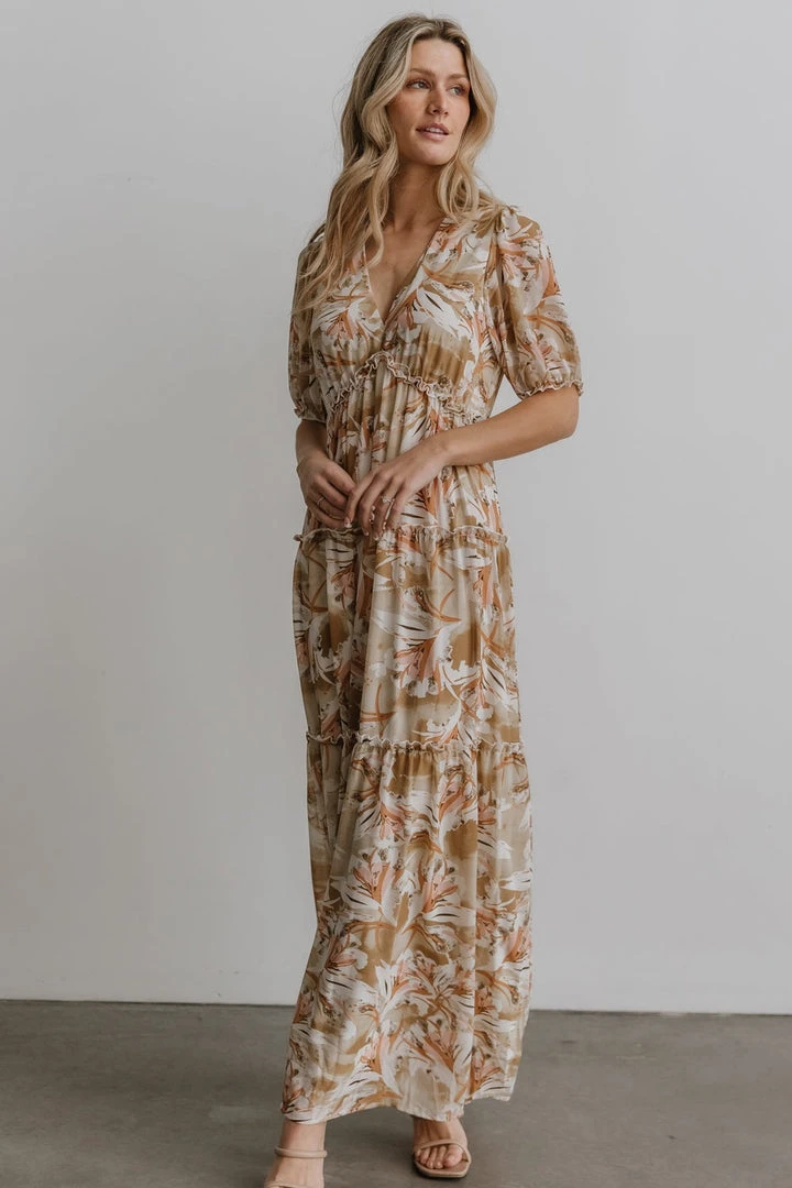 BB Custom Santorini Maxi Dress | Gold + Blush Print Dresses 1 BB Custom Santorini Maxi Dress | Gold + Blush Print Dresses