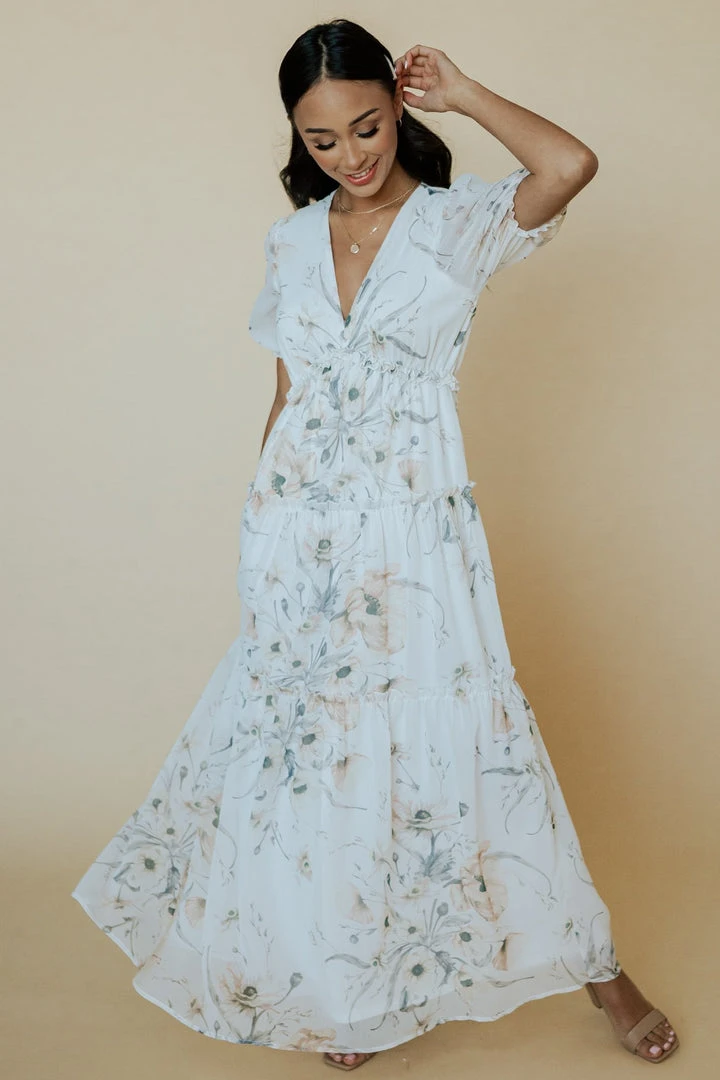 BB Custom Dresses Santorini Maxi Dress | White Floral 3 BB Custom Dresses Santorini Maxi Dress | White Floral