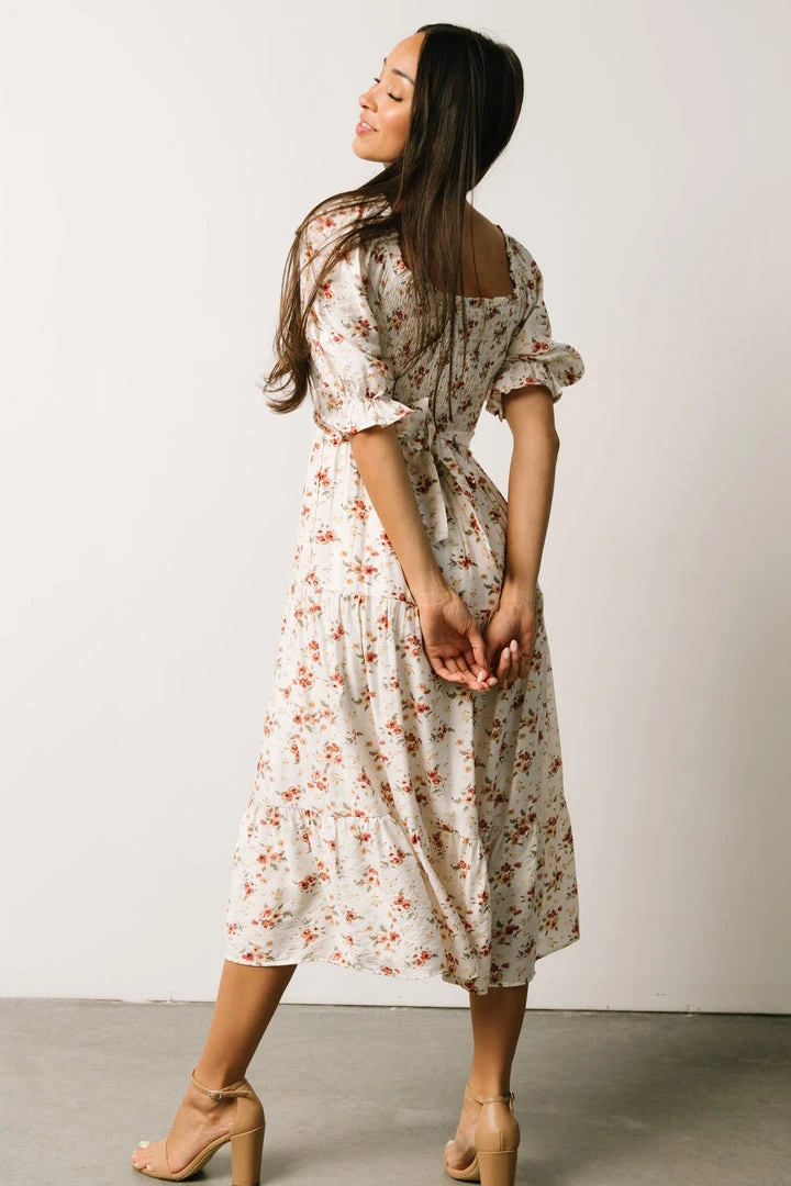 POL Sariah Smocked Midi Dress | Ivory Floral 6 POL Sariah Smocked Midi Dress | Ivory Floral