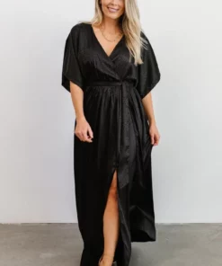 BB Custom Savannah Print Kimono Maxi | Black Dresses