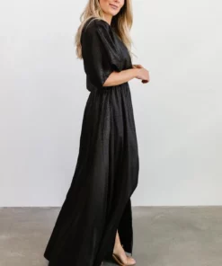 BB Custom Savannah Print Kimono Maxi | Black Dresses