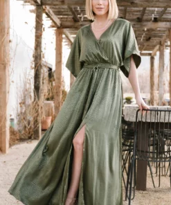 BB Custom Dresses Savannah Print Kimono Maxi | Olive