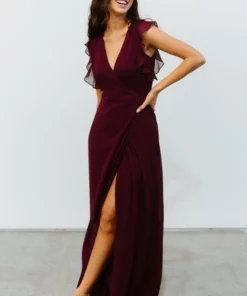 Soi Saya Wrap Maxi Dress | Burgundy Dresses