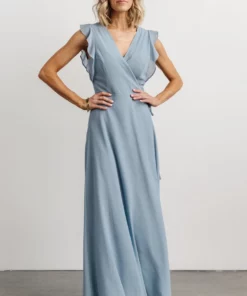 Soi Dresses Saya Wrap Maxi Dress | Dusty Blue