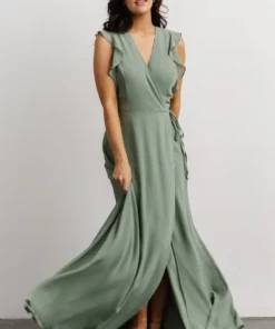 Soi Saya Wrap Maxi Dress | Dusty Sage