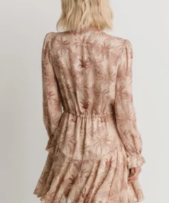 AK Dresses Saylor Ruffle Mini Dress | Beige Print