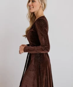 BB Custom Serena Shimmer Velvet Wrap Dress | Chocolate Dresses 10 BB Custom Serena Shimmer Velvet Wrap Dress | Chocolate Dresses