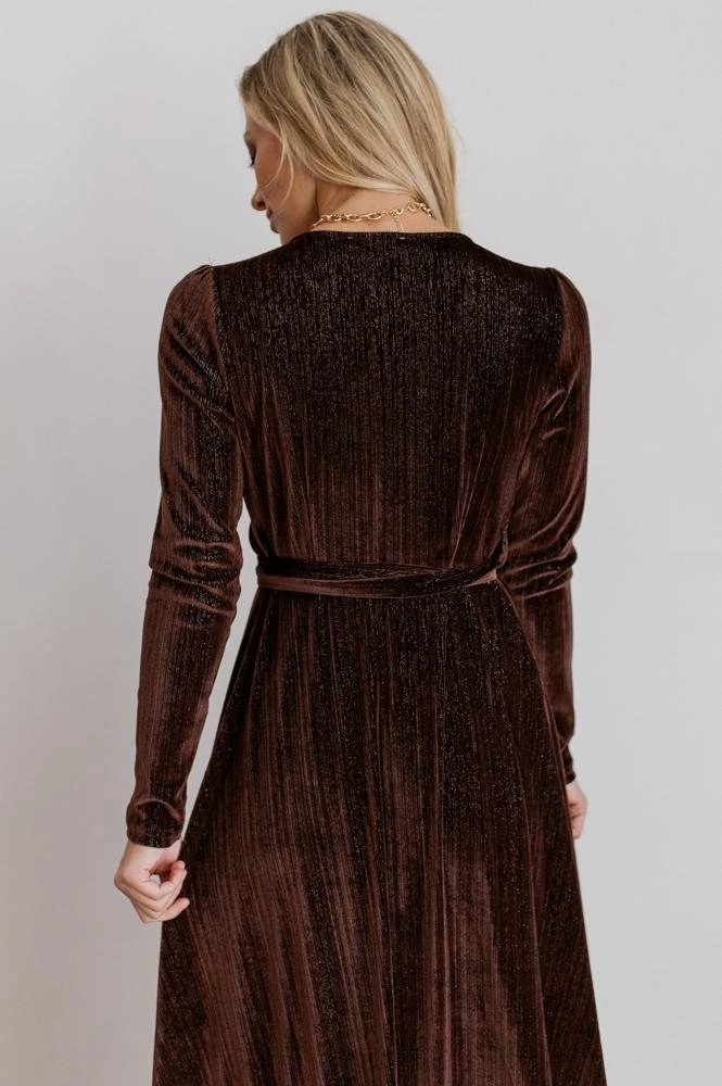 BB Custom Serena Shimmer Velvet Wrap Dress | Chocolate Dresses 6 BB Custom Serena Shimmer Velvet Wrap Dress | Chocolate Dresses