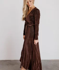BB Custom Serena Shimmer Velvet Wrap Dress | Chocolate Dresses 9 BB Custom Serena Shimmer Velvet Wrap Dress | Chocolate Dresses