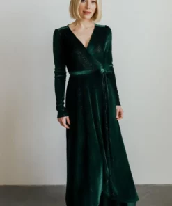 BB Custom Serena Shimmer Velvet Wrap Dress | Forest Dresses 16 BB Custom Serena Shimmer Velvet Wrap Dress | Forest Dresses