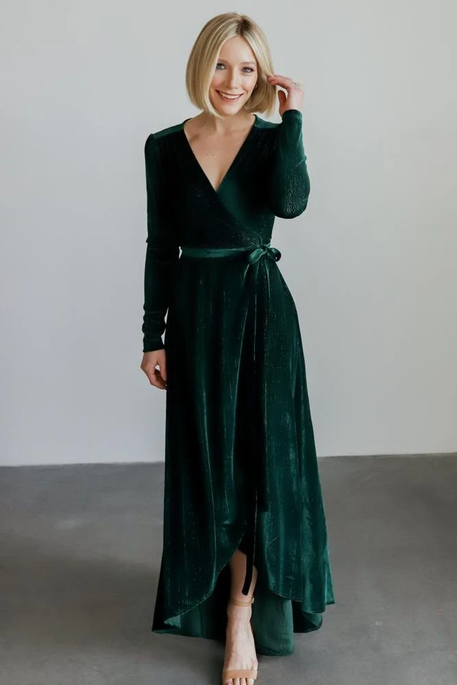 BB Custom Serena Shimmer Velvet Wrap Dress | Forest Dresses 11 BB Custom Serena Shimmer Velvet Wrap Dress | Forest Dresses