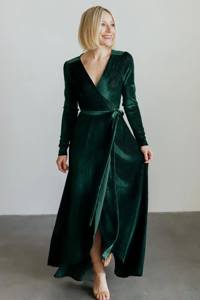 BB Custom Serena Shimmer Velvet Wrap Dress | Forest Dresses 7 BB Custom Serena Shimmer Velvet Wrap Dress | Forest Dresses